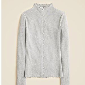 NEW J. Crew Classic Perfect rib cardigan top with jewel buttons Clr: Hthr Silver